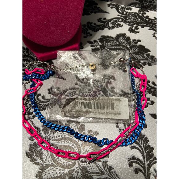 By Alexa Rae (BAR) layered pink/blue/silver chunky chains necklace - Picture 5 of 5